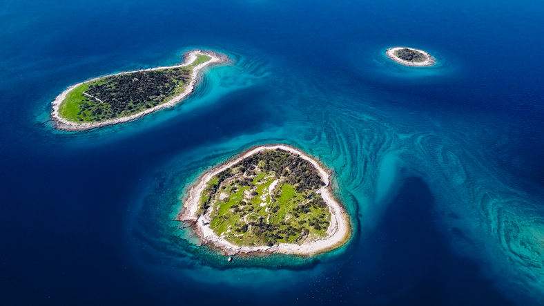 isola a forma di pesce Gaz nel parco Brijun in Croazia