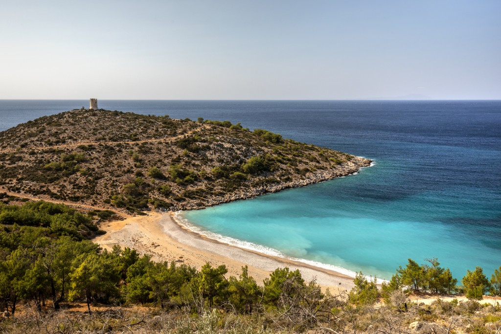 Chios, lla piccole spiaggia naturaei di Trachili