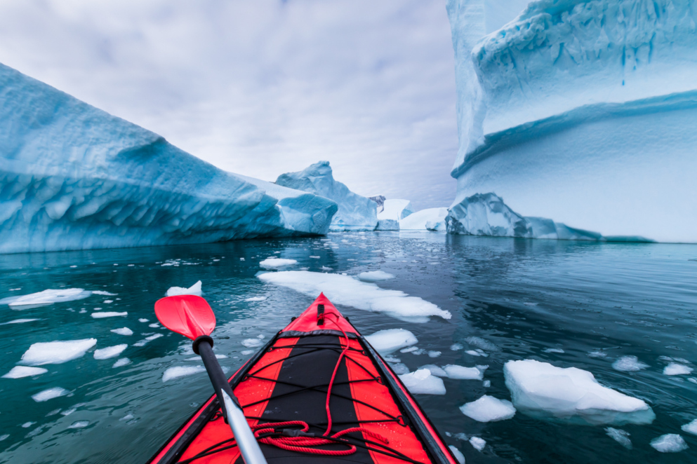 In kayak in Antartide