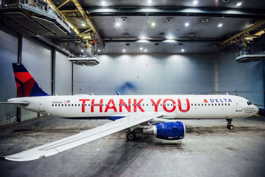 La nuova livrea di Delta Air Lines per ringraziare i dipendenti