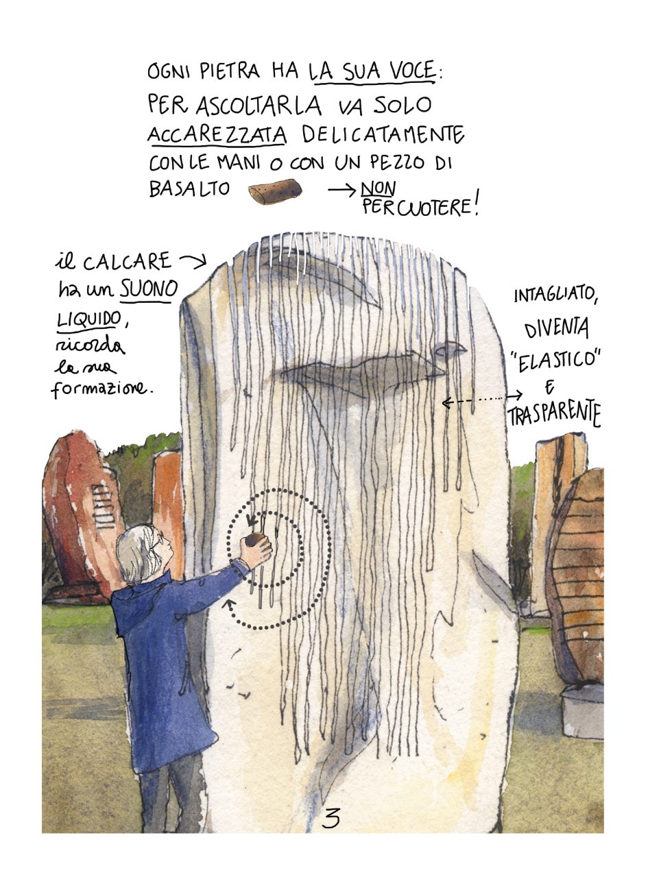 Sardegna, il Giardino sonoro dove sentire il canto della pietra: un racconto per immagini della nostra urban sketcher