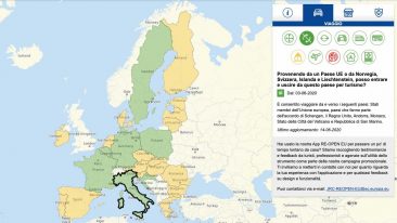 La mappa interattiva del progetto Re-open Eu, che fornisce informazioni aggiornate sull'apertura dei confini e viaggi in Europa
