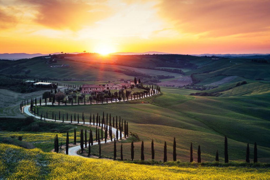 Tramonto in Val d'Orcia (foto iStock)