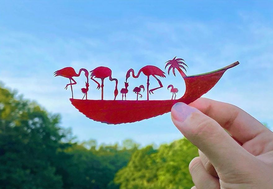 Quando le foglie diventano arte: le splendide miniature di un artista giapponese