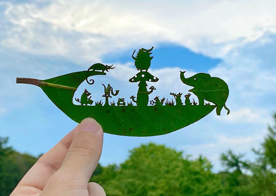 Quando le foglie diventano arte: le splendide miniature di un artista giapponese