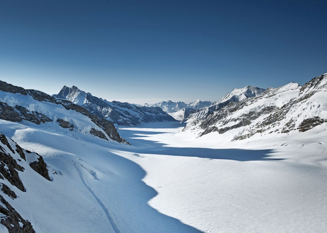 La suggestiva vista sul ghiacciaio dell’Aletsch dalla Junfrau