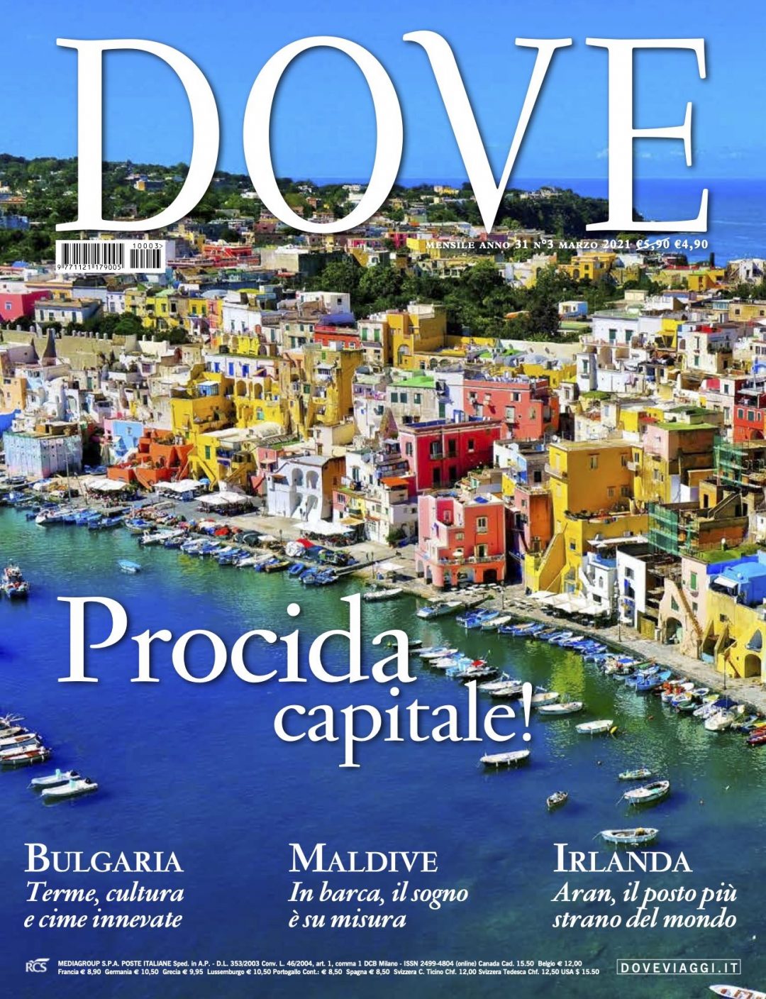 La cover della rivista dove marzo 2021 è dedicata all'isola di Procida