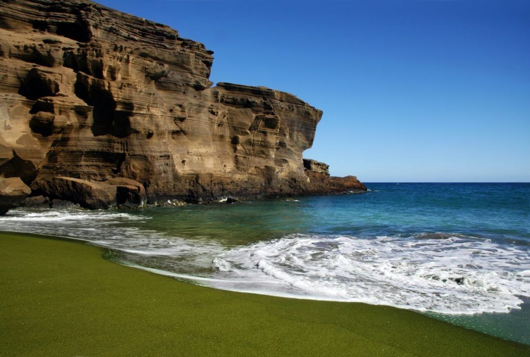 Papakōlea beach, spiaggia verde Hawaii