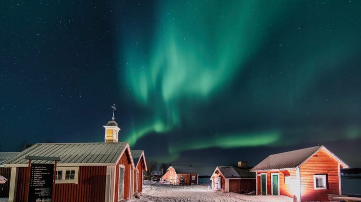Aurora boreale in Lapponia, Grande Nord, Kemi
