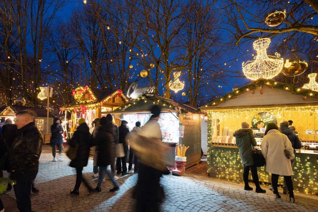 Atmosfera natalizia nei giardini di Ginevra