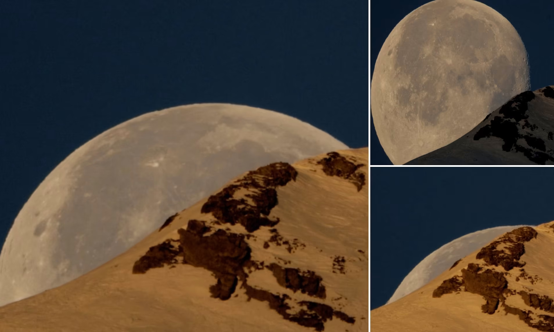 Svizzera: incontro ravvicinato con la luna piena che si “tuffa” dietro la montagna