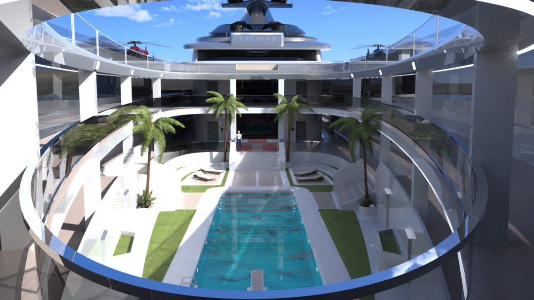 Il megayacht made in Italy da 500 milioni di euro con eliporto, piscine e oasi è un sogno