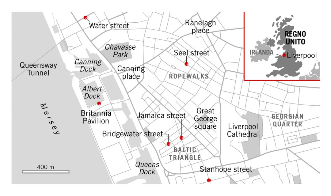 Liverpool cartina della città