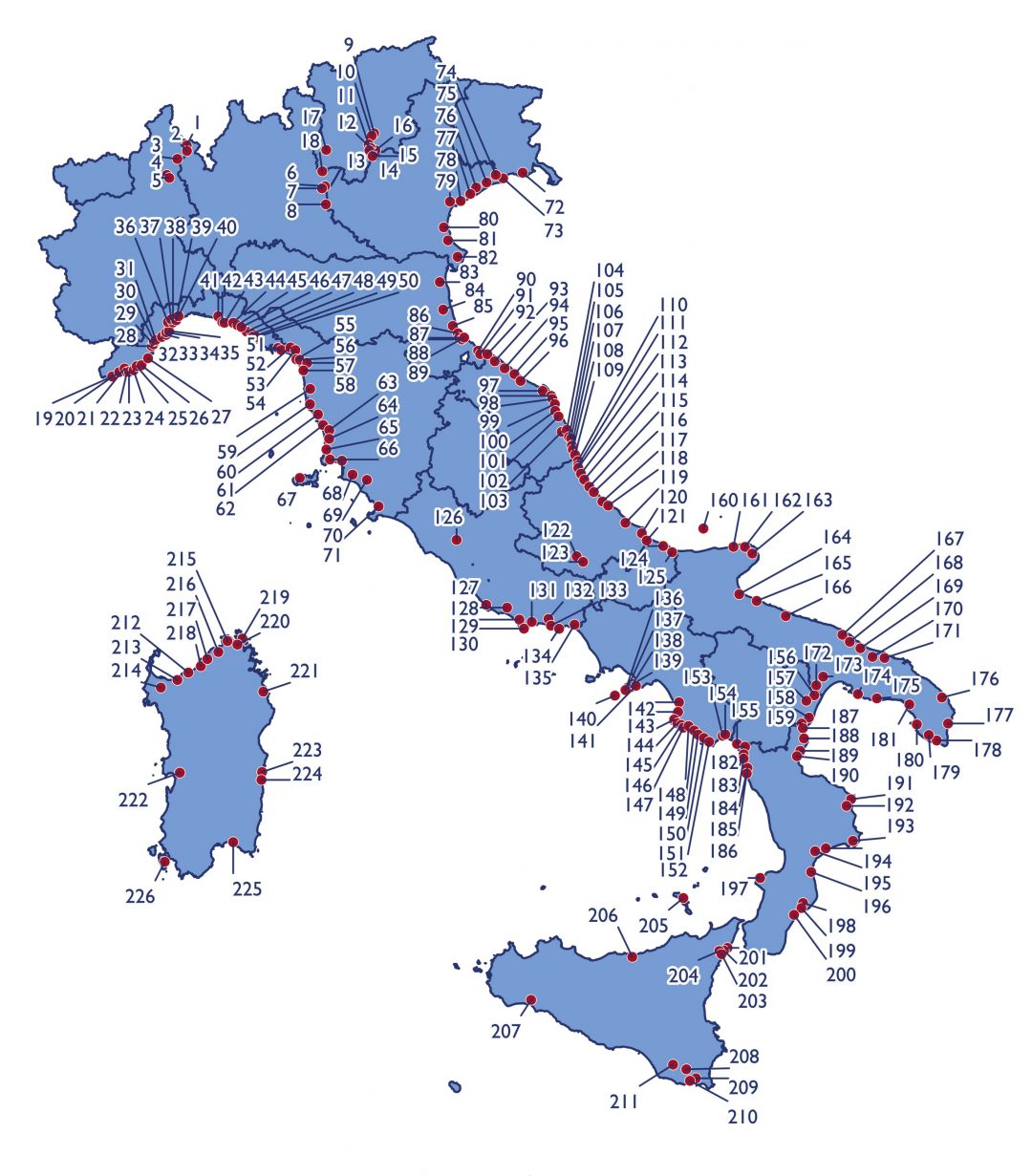 Cartina Spiagge Bandiera Blu 2023 Italia