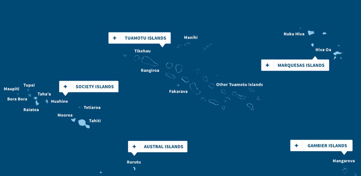 Polinesia francese la mappa delle isole