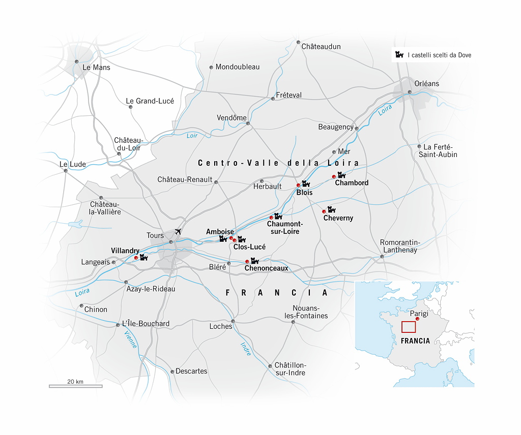 mappa dei castelli della Loira