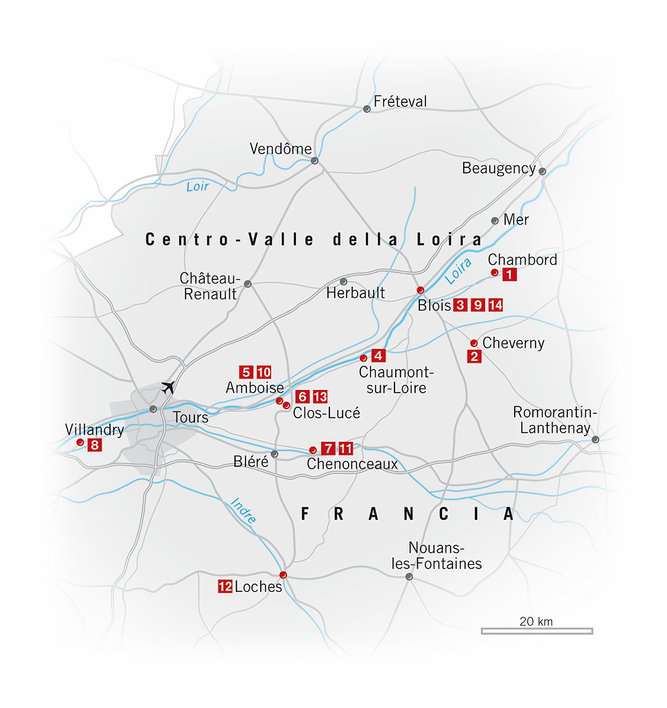 mappa Dove mangiare e dove dormire nella valle dei castelli della Loira