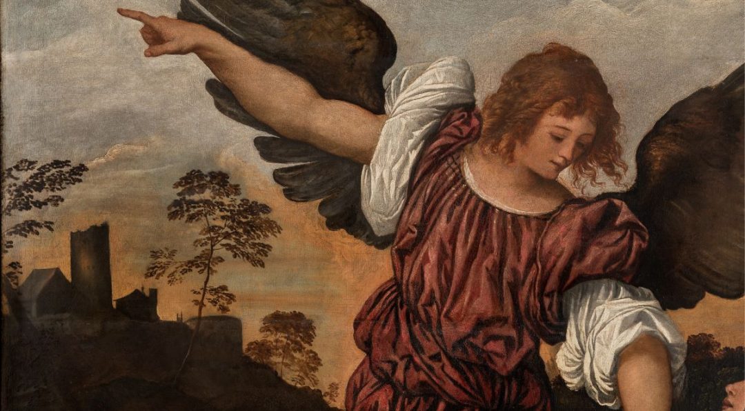 Tiziano, particolare dell'Angelo, Gallerie dell’Accademia di Venezia