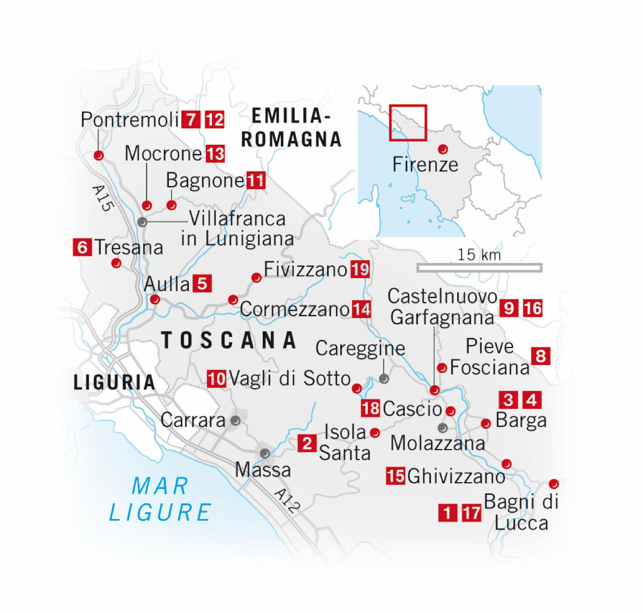 Mappa Garfagnana e Lunigiana Toscana