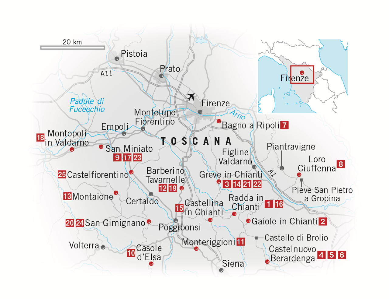 Mappa Toscana Chianti