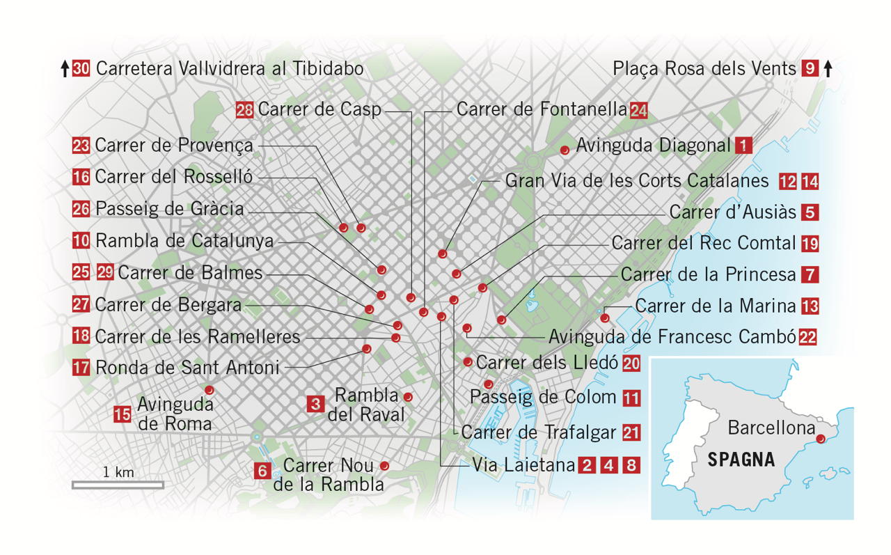 Mappa indirizzi hotel Barcellona