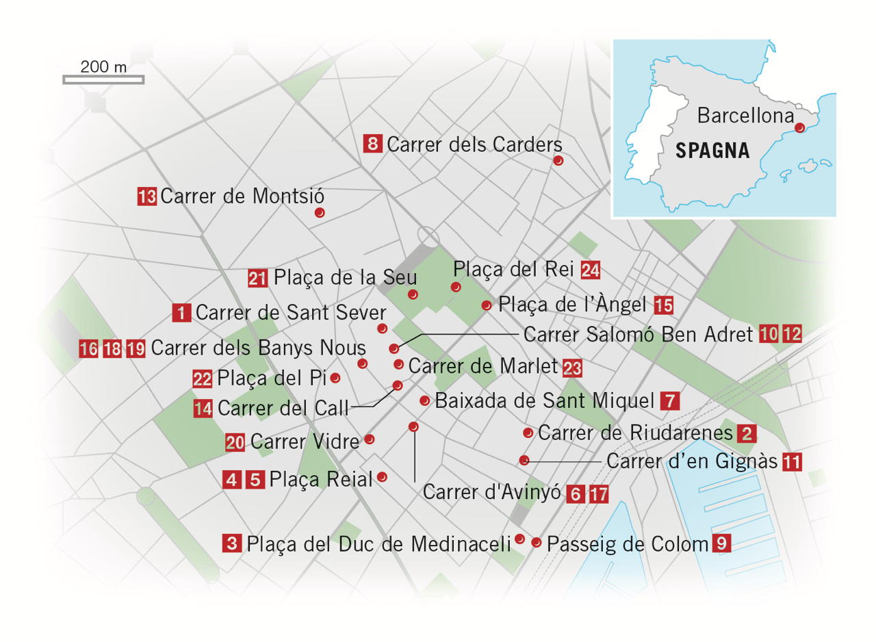 Mappa indirizzi Barrio Gotico Barcellona