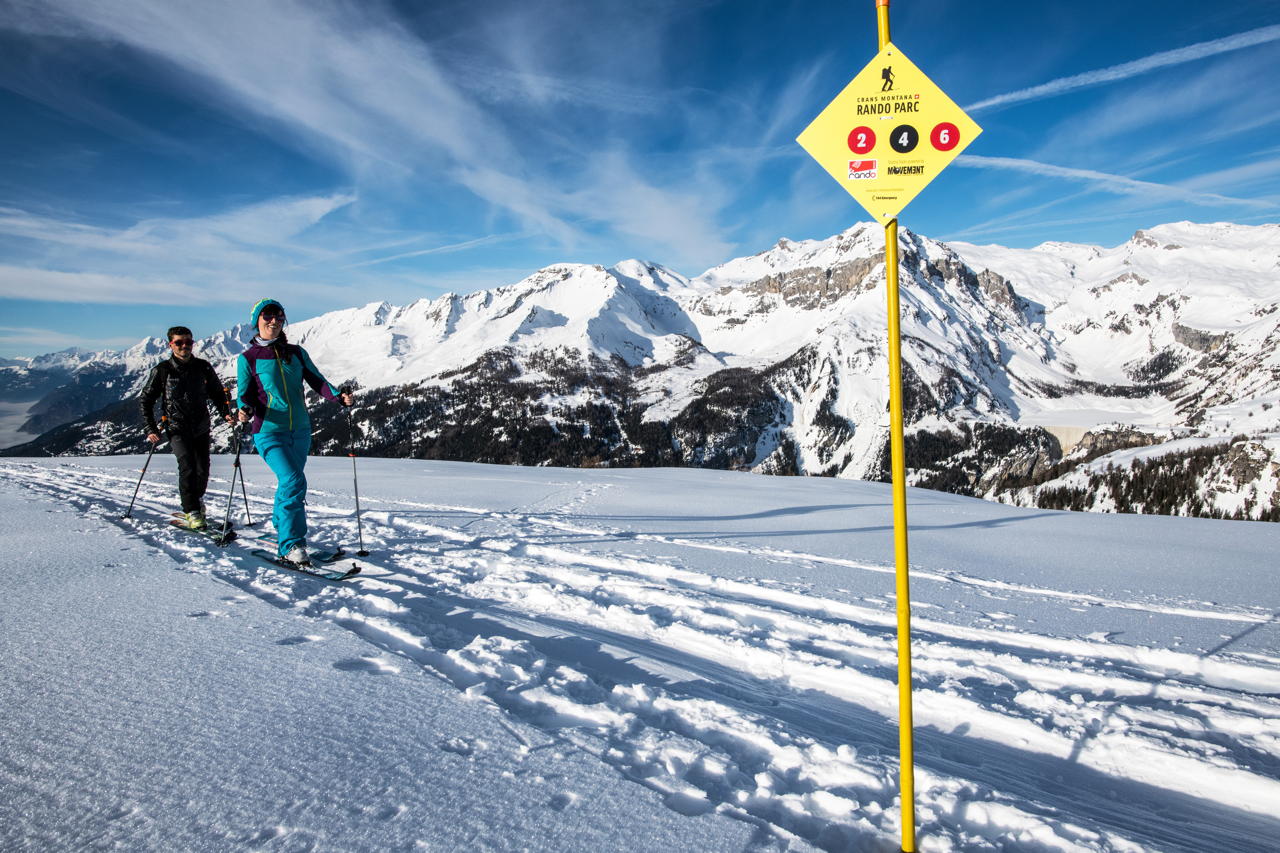 Ski Rando Park: uno dei cartelli che segnalano i percorsi agli scialpinisti a Crans-Montana