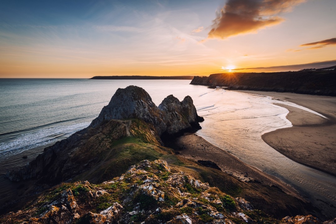 Per i panorami più belli: Three Cliffs Bay, Galles, Regno Unito