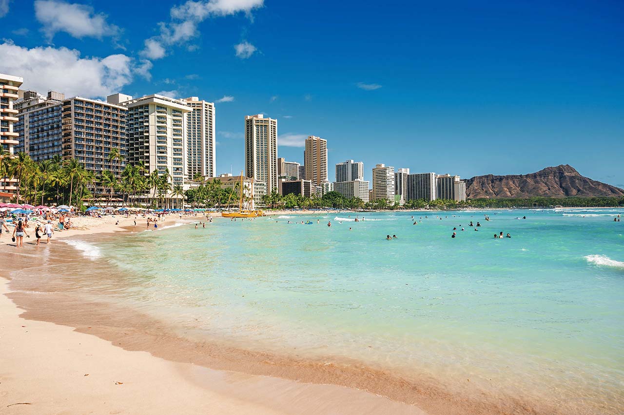 Waikiki Beach isola Oahu Hawaii